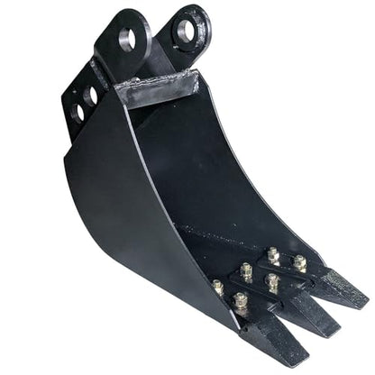 Titan Attachments Fronthoe Bucket Fits Mini Skid Steer Fronthoe Backhoe Excavator, Bolt-on Forged Carbon Steel Teeth, Drainage Holes - size: Bucket Size: 10"