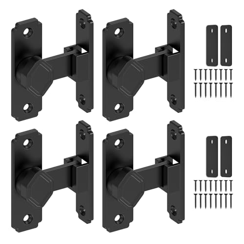Sliding Barn Door Lock, 90 Degree Flip Security Gate Latch - color: Black-4 Pcs