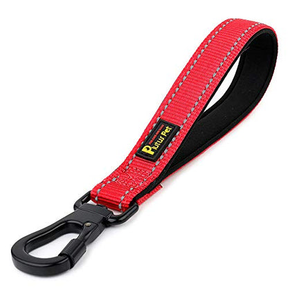 PLUTUS PET 10” Short Dog Leash, Reflective Nylon Padded Handle, Strong Traffic Leash with Carabiner Clip, Perfect for Large or Medium Dogs（10”，Red | Reflective, Heavy Duty Strong Nylon, Traffic Leash with Carabiner Clip for Training Walking (10", Red) - c