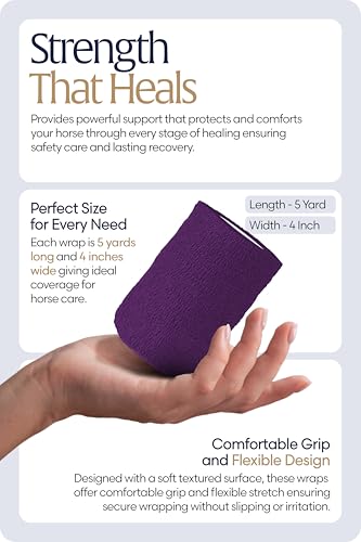 Equinavia 20 Pack Self Adhesive Bandage Wrap, 4 Inch Vet Wrap for Horses - color: Purple