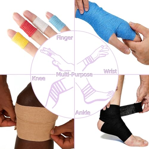 IndigoCase 3 Pack Self Adhesive Bandage Wrap 4 Inch x 5 yd Elastic Tape - color: Purple, size: 4 Inch - 3 Pack