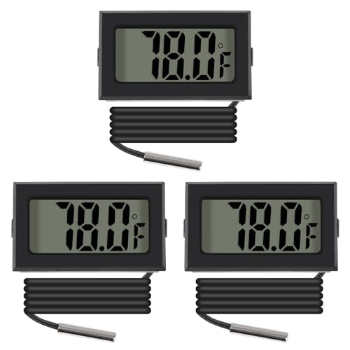 ACEIRMC 3pcs Black Digital LCD Thermometer Temperature Monitor with External Probe for Fridge Freezer Refrigerator Aquarium (Fahrenheit) - color: Fahrenheit