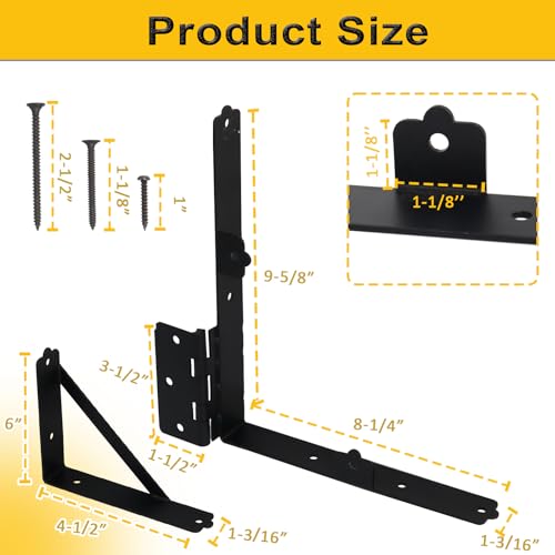 Anti Sag Fence Gate Kit Heavy Duty Gate Corner Brace Bracket | Gate Hardware Kit with Latch and Hinges for Wooden Fences, Driveway Gates, Shed Doors, Corral Gates, Wood Windows - style: 1 Set