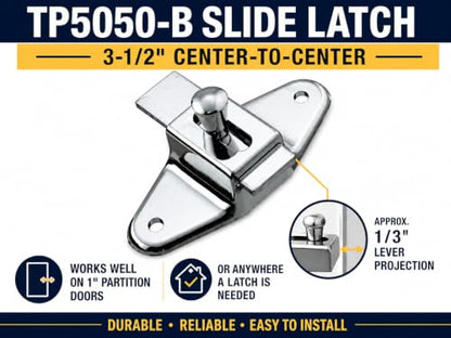 Harris Hardware TP5050 Slide Latch 3-1/2" Center to Center Die Cast, Silver