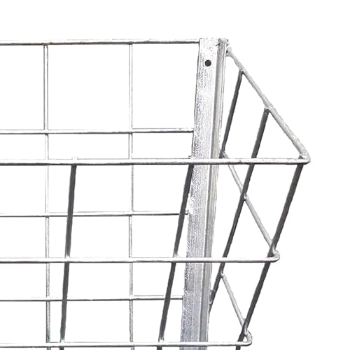 Rugged Ranch Galvanized Steel Livestock Hay Feeder Rack for Goats, Sheep, Horses and Cattle – 21"x16"x12", Silver, Wall-Mounted, Rust-Resistant, Lightweight and Stackable - size: 1 Pack