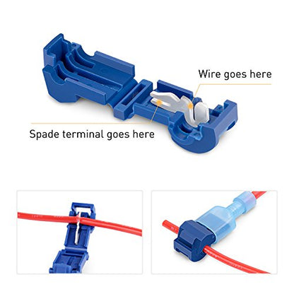 Nilight - 50031R 240 Pcs/120 Pairs Splice Wire Terminals T-Tap Self-Stripping with Nylon Fully Insulated Male Quick Disconnects Kit