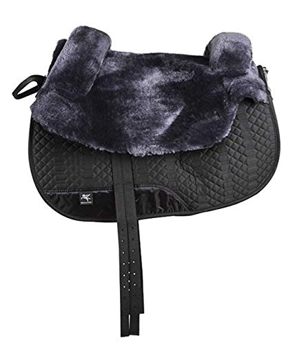Engel Sheepskin Lined Bareback Pad - Western - color: black charcoal