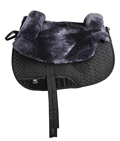 Engel Sheepskin Lined Bareback Pad - Western - color: black charcoal