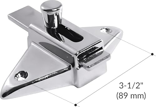 Brixwell Slide Latch and Keeper Set with Chrome Plated Finish, Zinc Material, Surface-Mounted, 3-1/2" Latch Hole Centers, Fits 1-1/4" Square Edge Pilaster, Includes Fasteners