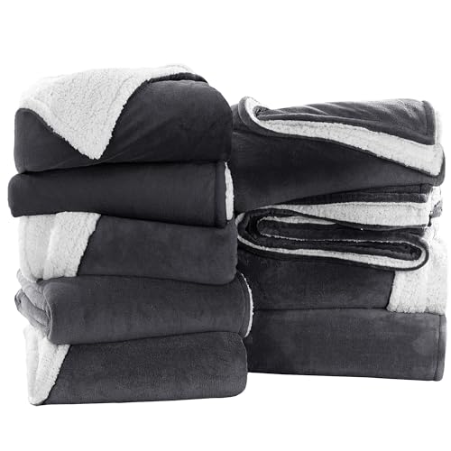 IR Imperial Rooms 9 Pack Bulk King Sherpa Blankets 108x90 Grey - color: Grey, size: King (Pack of 9)