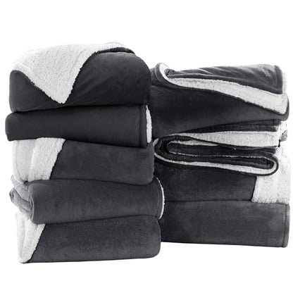 IR Imperial Rooms 9 Pack Bulk King Sherpa Blankets 108x90 Grey - color: Grey, size: King (Pack of 9)