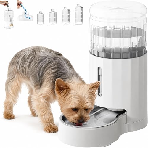 CZPET Dog Water Bowl Dispenser 5L, Wider Mouth Gravity Refilling (White) - color: White, size: 5L