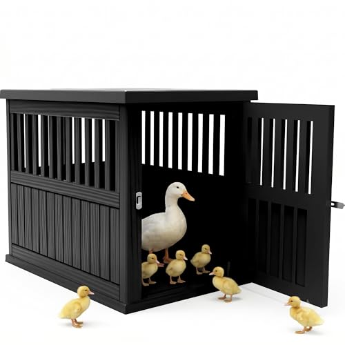 Vixzen Outdoor Duck House, PP Resin Poultry Shelter, Black - color: Black, size: 29.7"L x 21.3"W x 25.3"H
