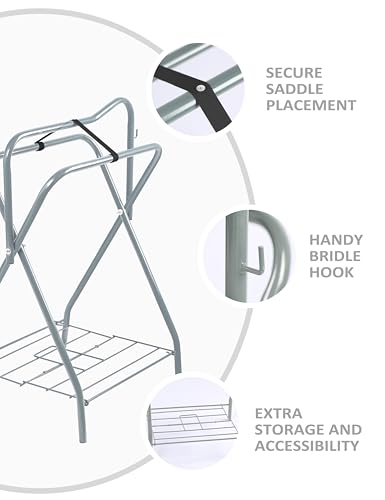 Tackmore Freestanding Saddle Rack Accommodates English Western Saddles Lightweight Foldable Space Saving Saddle Stand - color: Silver
