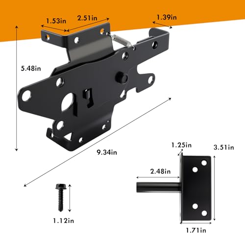 Self-Locking Gate Latch for Wooden Fence, Post Mount Automatic Gate Lock | 1 Pack, Gate Latches for Wooden Gates, Outdoor Garden, Vinyl, Included Screws, Black Finish, Steel, HOME MASTER HARDWARE
