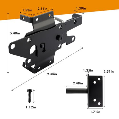 Self-Locking Gate Latch for Wooden Fence, Post Mount Automatic Gate Lock | 1 Pack, Gate Latches for Wooden Gates, Outdoor Garden, Vinyl, Included Screws, Black Finish, Steel, HOME MASTER HARDWARE