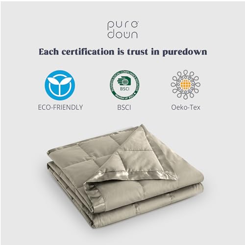 puredown® Blankets King Size - Soft Lightweight Down Blanket for All Seasons, Cozy Warm Luxury Bed Blanket with Satin Trim, Khaki (108"X90") - color: 07 Khaki, size: King