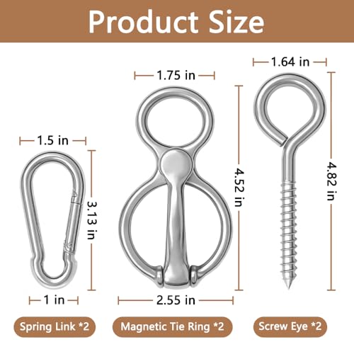 Blocker Tie Ring for Horses, Safe Training Tack Prevents Pulling Back | Heavy Duty Stainless Steel Cross Tie Rings, Premium Equestrian Supplies & Trailer Accessories