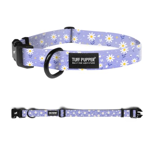 Tuff Pupper Premium Adjustable Dog Collar, Stylish Pattern Collars Designed in USA, Quick Release Buckle, Lavender Daisy Small (0.7 Inch Wide x 8-12 Inch Neck) - color: Lavender Daisy, size: Small