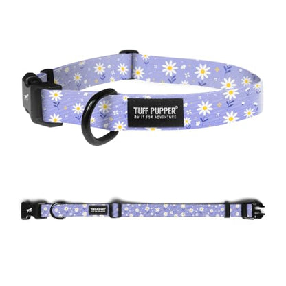Tuff Pupper Premium Adjustable Dog Collar, Stylish Pattern Collars Designed in USA, Quick Release Buckle, Lavender Daisy Small (0.7 Inch Wide x 8-12 Inch Neck) - color: Lavender Daisy, size: Small