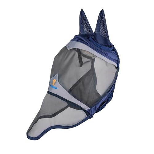Shires FlyGuard Pro Fine Mesh Fly Mask with UV Protection Navy/Extra Extra Full/Ears and Nose - color: Navy, size: Extra Extra Full