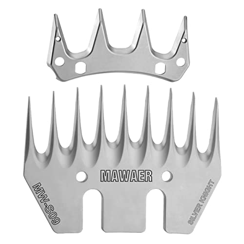 9 Teeth Sheep Shears Replacement Blades for fit Oster, Lister, Heiniger Sheep Clippers, Detachable Animal Trimmer Shears for Grooming Goats, Lambs, Llamas, Alpacas (9 Tooth) - color: 9 Tooth Silver