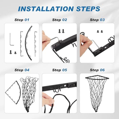 Yaocom 2 Set Black Wall Mount Hay Feeder with Net Collapsible Hay Rack with Net Slow Feeder for Horses Goats (Triangle)