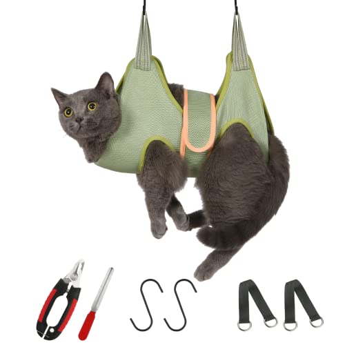Guzekier Cat Grooming Hammock Harness for Cats, Cat Nail Clipper - size: XS（Suitable for 8-12lbs）