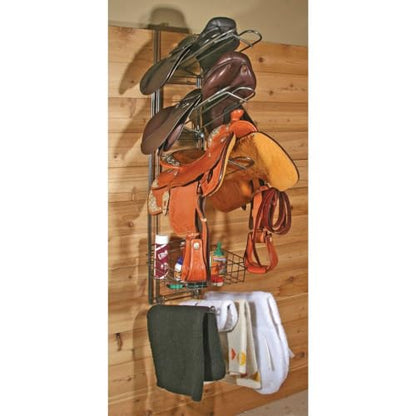 EASY-UP 5 Tier Interchangeable Saddle Rack System for Horse Enthusiasts | Strong Steel Construction | Black Powder Coated | Ideal for Western & English Saddles | Customizable & Portable Design - style: Wall Mount