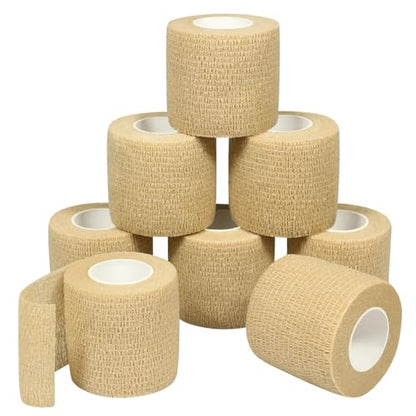 Self Adhesive Bandage Wrap Elastic Athletic Tape 8PCS 2 in X 14.7 ft Skin - color: Brown 8pcs