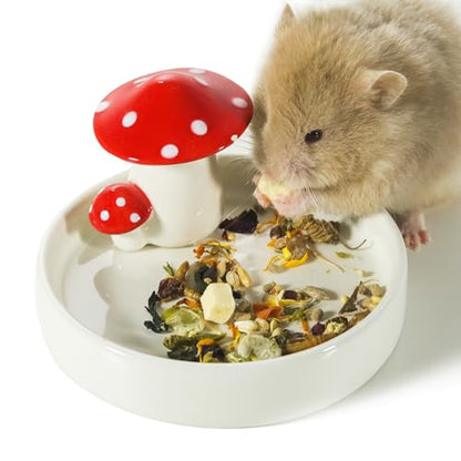 Niteangel Hamster Feeding & Food Bowls: Mushroom Ceramics & Chew-Resistant - size: Feeding Bowl