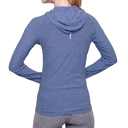 MERIWOOL Women’s Base Layer Hoodie Lightweight Merino Wool Long Sleeve Thermal - color: Sky Blue Heather, size: Small