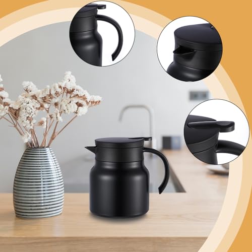 Ziliny 2 Pcs 27 oz Coffee Carafe Thermal Creamer Pitcher, Black | Double Wall Vacuum Insulated,Stainless Steel, Creamer Dispenser, Milk Carafe Container, Keeps Hot Cold - color: Black, size: 27 oz