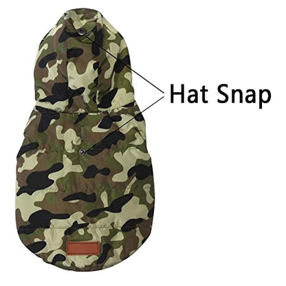 Vecomfy Warm Dog Coats with Hoodie,Winter Dog Jackets for Smaller Dogs - color: Green Camo, size: X-Small