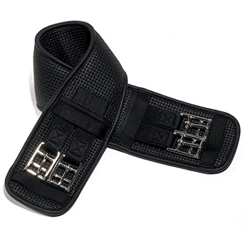 Ovation Ovsellerie Airform Chafeless Dressage Girth - Cushioned Textured Soft Black Horse Girth with Stainless Steel Hardware