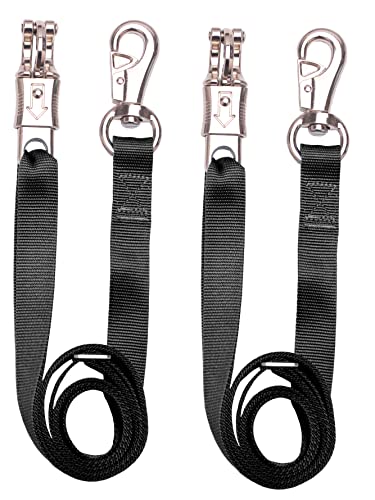 Adjustable Nylon Cross Ties （2 Pack）-Cross Tie with Panic Snap and Bull Snap - Adjusts from 44.5" to 78.3" - color: Black