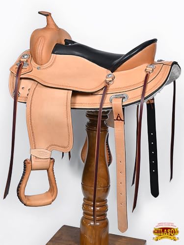 HILASON Draft Horse Saddle Tan 9-Inch Gullet Western Trail - size: 17 In