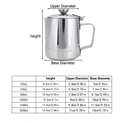 Stainless Steel Milk Frothing Pitcher With Lid 350ml