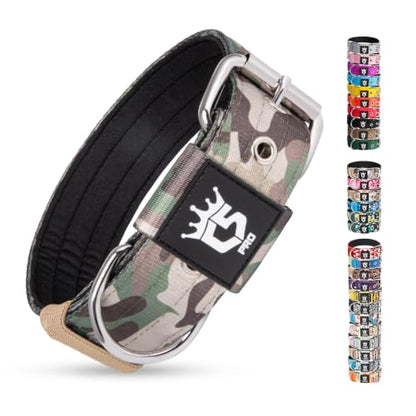 TSPRO Heavy Duty Thick Dog Collar with Metal Buckle for Small Dogs - color: Camo Military Green, size: S – Fits Neck 12.6"-15.8"