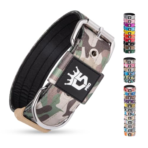 TSPRO Heavy Duty Thick Dog Collar with Metal Buckle for Small Dogs - color: Camo Military Green, size: S – Fits Neck 12.6"-15.8"