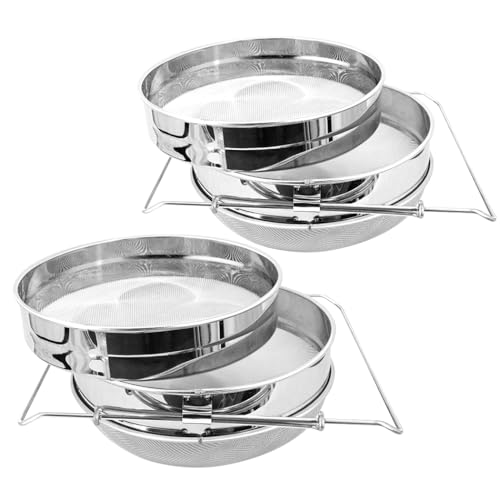 2Set Stainless Steel Honey Strainer, Double Sieve Honey Filter, Honey Extractor Equipment for 5 Gallon Bucket Honey,Beekeeping Equipment Tools - size: 2 PACK