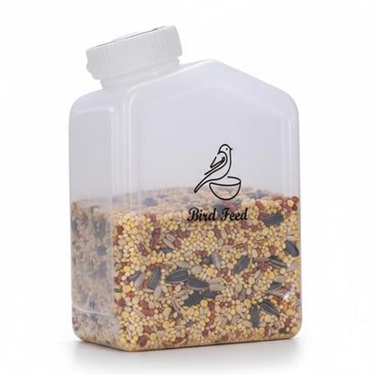 1.9Qt/1.8L Bird Seed Storage Container, Small Bird Food Container,Plastic Wild Bird Seeds Dispenser for Storing Sunflower Seed,BPA Free (Clear)