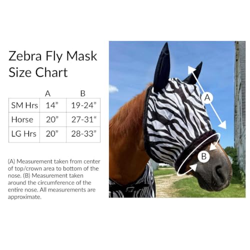 Country Pride Zebra Print Fly Mask for Horses, Soft Mesh with Fleece Lining, Protects Against Biting Insects, Mesh Ears for Added Protection, Easy Pull Fastener, Available in Three Sizes (Large Horse) - size: Large Horse