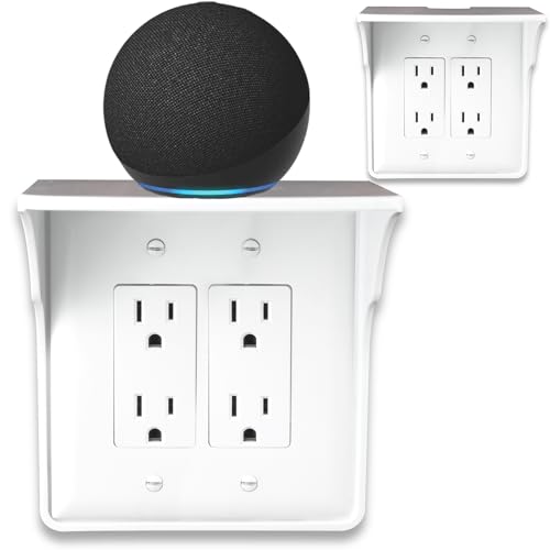 Power Perch Double Outlet Shelf, Renter Friendly Shelves, 2-Pack White - color: White, size: Double Outlet 2 Pack