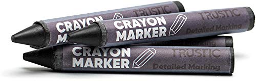 Universal Crayon Wax Marker for Industrial and Craft Detailed Marking on Lumber Metal Carton Ceramics Concrete Glass Plastic Tire 4 x 1/2", Pack of 12 (Black) - color: Black