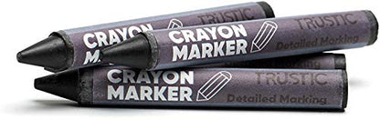 Universal Crayon Wax Marker for Industrial and Craft Detailed Marking on Lumber Metal Carton Ceramics Concrete Glass Plastic Tire 4 x 1/2", Pack of 12 (Black) - color: Black