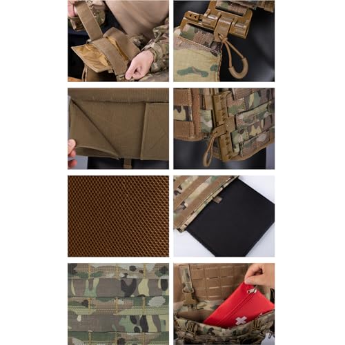 YAKEDA Outdoor Training Vest With PALS System MultiFunctional MOLLE Quick Release Vest- For Hiking, Camping Training - color: Army Green