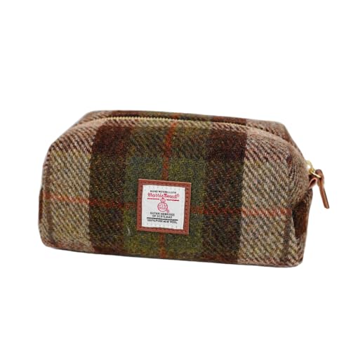 TAILORMAP Harris Tweed Wool Cosmetic Bag, Large Capacity Scottish Tartan Handmade Makeup Organizer, Stain-Resistant Travel Toiletry Pouch for Women (No.3822) - color: No.3822