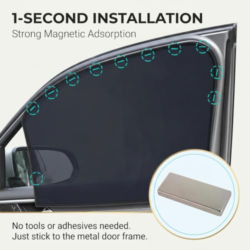 Side Window Sun Shades, Blocking & Heat Insulation Window Sunshades, Blackout Privacy Blind Cooling Curtains for Front Rear Windows, Fit for Taking a Nap, Changing Clothes, Camping (Black)