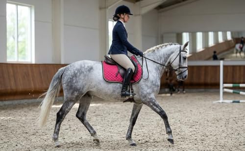 Horse Equine Contoured English Quilted Cotton All Purpose Saddle Pad 72TS37 - color: Pink